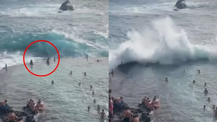 VIDEO | ¡IMÁGENES FUERTES! Mueren cuatro turistas luego de ser arrastrados por una ola gigante