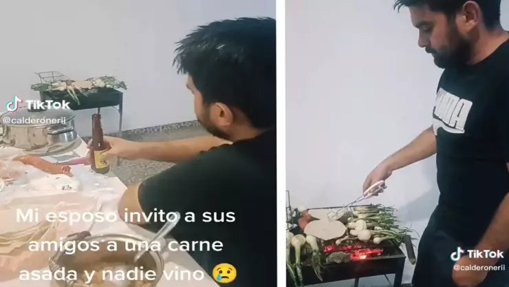 Hace carne asada para sus amigos y nadie va