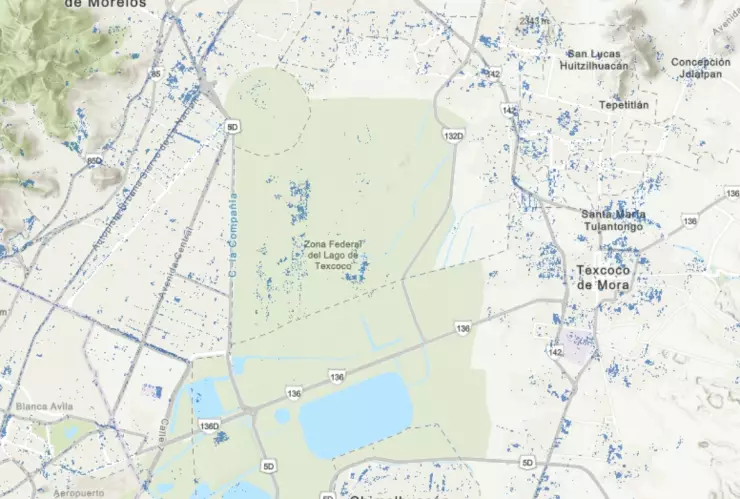 Mapa con zonas inundadas en diferentes municipios del Edomex