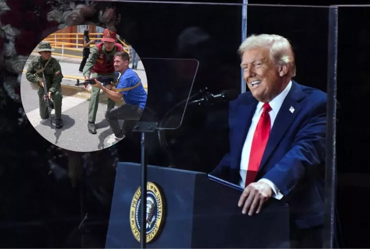 Fotos de Donald Trump y de entrenamientos de la milicia de Venezuela.