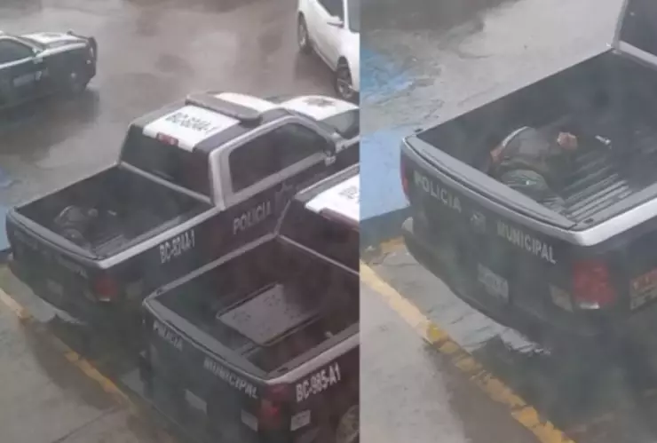 VIDEO Policías de Tijuana dejan a detenido bajo la lluvia