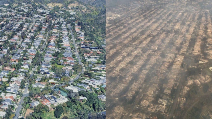 El antes y el después de un paisaje de Los Ángeles arrasado por los incendios