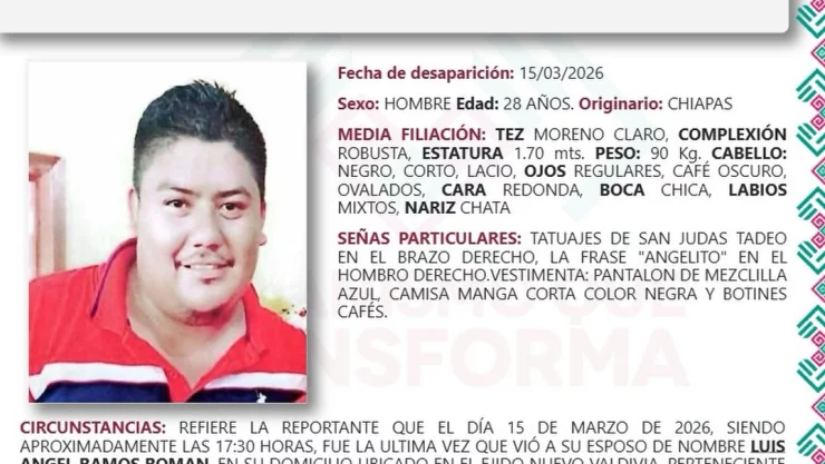 Luis Ángel Ramos desaparecido Mapastepec Chiapas