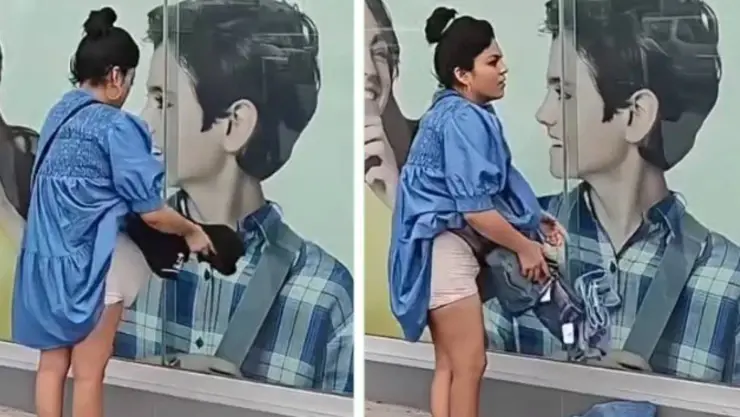 mujer fingiendo estar embarazada para robar