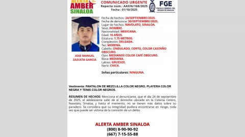 Buscan a José Manuel, desaparecido en Navolato