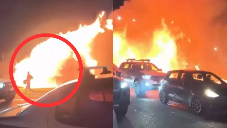 Captan camión incendiado sin control sobre la Ruta 27 en Costa Rica