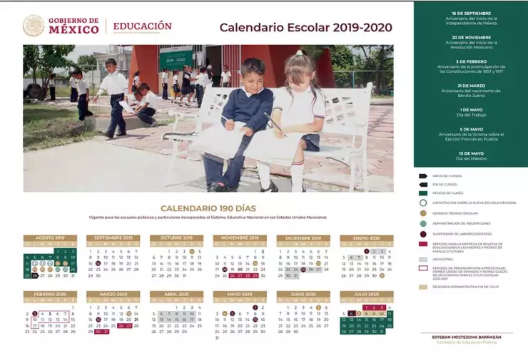 SEP presenta calendario escolar 2019 2020 con 190 días efectivos de clases
