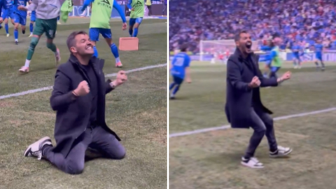 Nicolás Larcamón festejó con euforia el triunfo ante Chivas