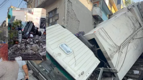 Captan momento exacto del accidente de camión que cayó encima de una mujer en Naucalpan (VIDEO)