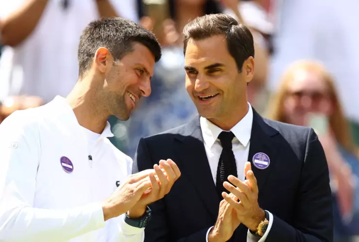 Roger Federer y Novak Djokovic en Wimbledon