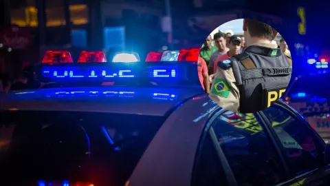 Patrulla de policía y agente de policía de Brasil.