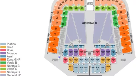 Mapa del Estadio GNP Seguros para el concierto de Bruno Mars