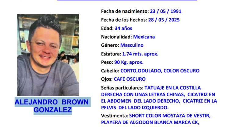 Desaparecido en Tabasco: Alejandro Brown González fue visto por última vez en Frontera, Centla
