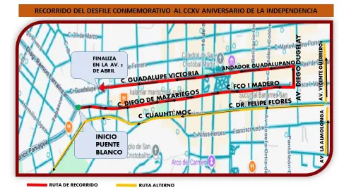 Cierres viales San Cristóbal de las Casas 16 de septiembre