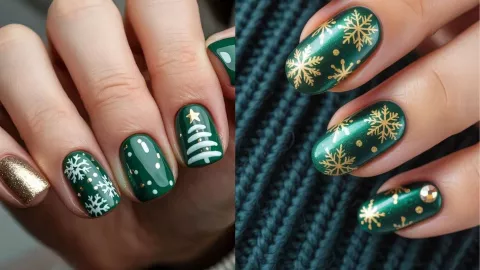 9 modelos de uñas verdes con dorado para Navidad: son elegantes y quedan en cortas o largas