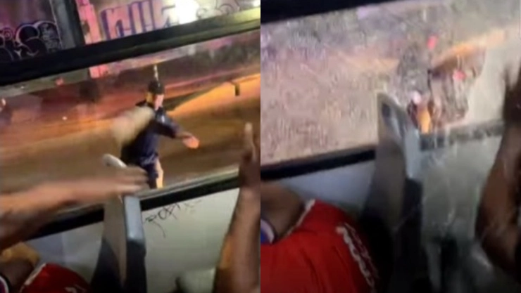 Los aficionados de Chivas que iban del lado de la ventanilla se alcanzaron a agachar.