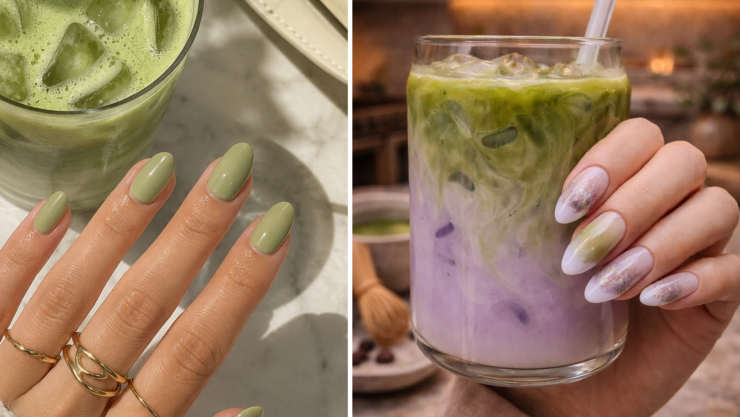 7 diseños de uñas verde matcha