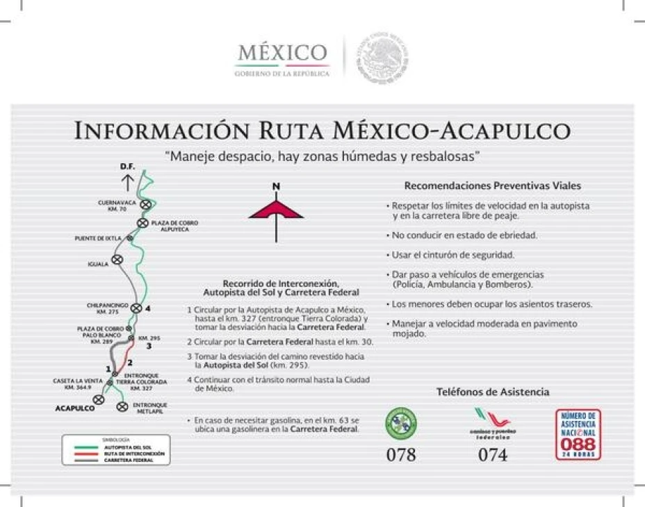 La SCT informó que durante todo el trayecto los automovilistas contarán con el apoyo de elementos de la Policía Federal y los ángeles verdes