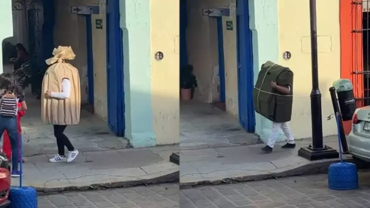 VIDEO: ¡En hoja de plátano! Niños se viralizan por usar disfraz de tamales