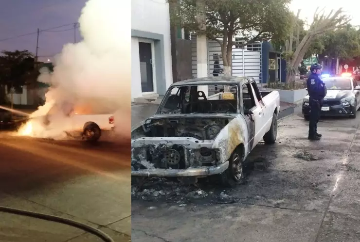 Camioneta incendiada Guasave