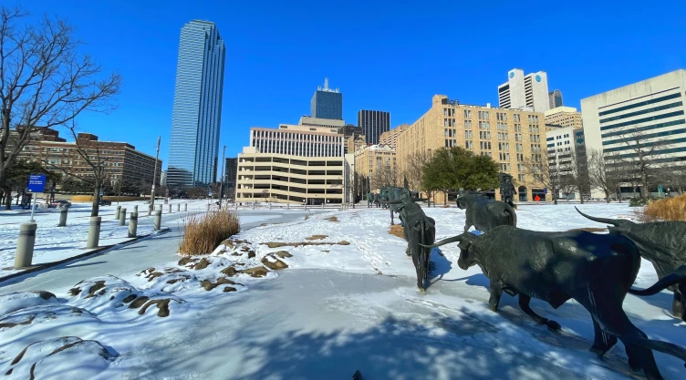 Paisaje invernal en Dallas, Texas