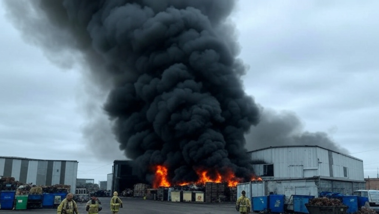 Fuerte incendio en recicladora cerca de la carretera León-Lagos, 2 marzo 2025.png