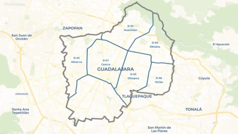 La nueva división de Guadalajara en 11 comunidades ya es oficial; conoce cuáles son y cómo identificar a qué comunidad perteneces en el mapa actualizado. En la imagen se observa un mapa satelital de Guadalajara.