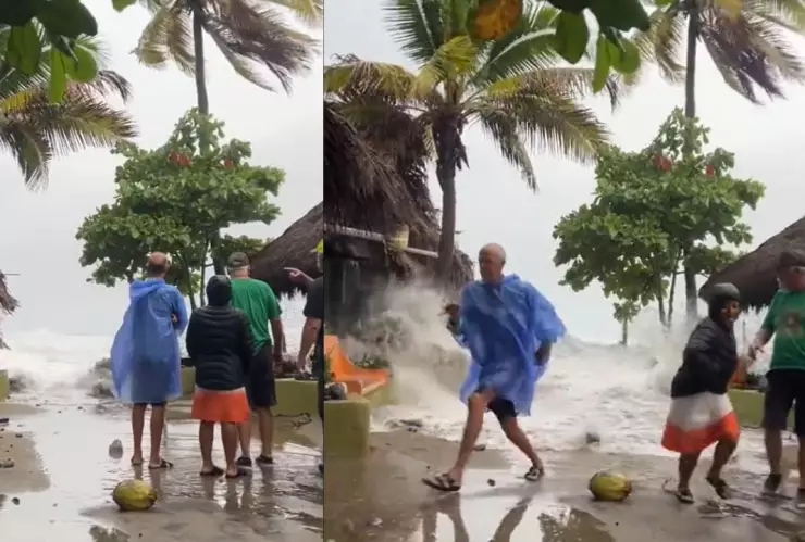 Fuerte ola durante huracán “Lidia” sorprende a habitantes de La Manzanilla