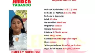Emelly Sherlyn desaparecida Tabasco