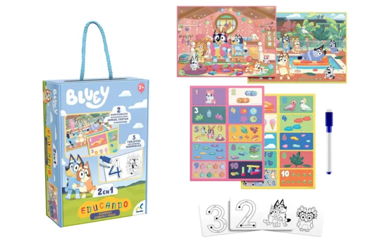 Juego de mesa de Bluey números, cuenta y traza