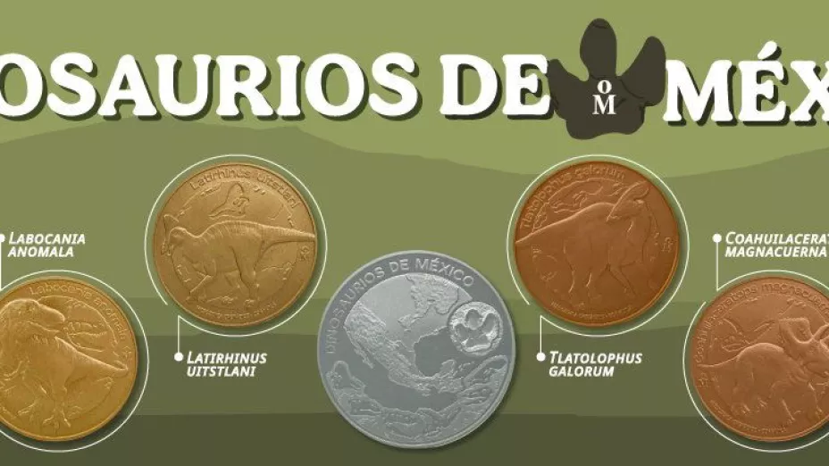 Medallas de la colección “Dinosaurios de México”