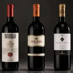 Botellas de vino tino en la bodega Marchesi Antinori.