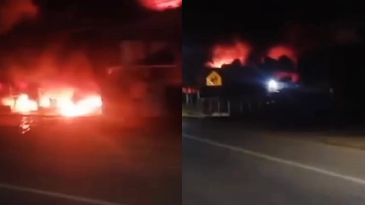Incendio de tienda en carretera Villahermosa - Teapa