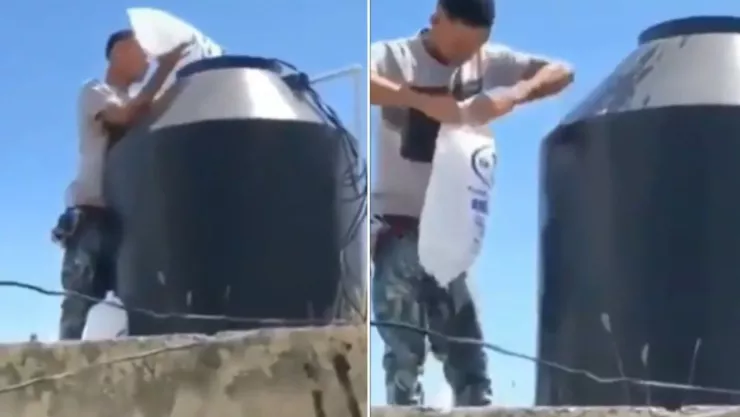 Video hombre le pone hielos a su tinaco