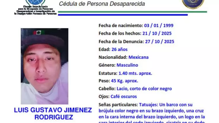 Luis Gustavo desaparecido Tabasco