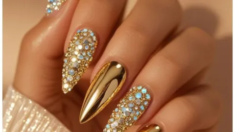 7 diseños de uñas acrílicas largas con piedritas: se ven elegantes y sofisticadas