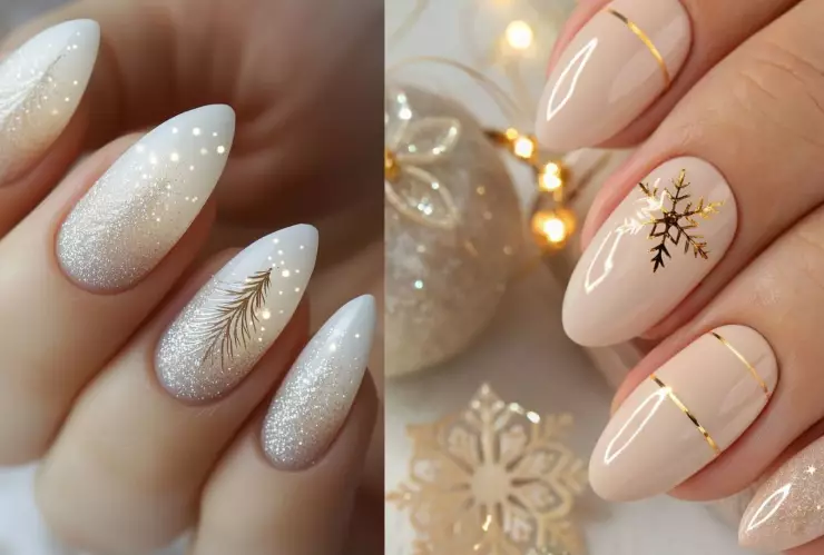19 ideas de uñas nude con brillos: se ven hermosas en cortas o largas y serás la sensación en Navidad.