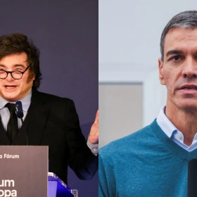 Fotos de Javier Milei y Pedro Sánchez.
