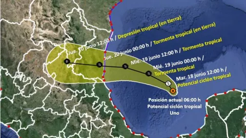 trayectoria de Potencial ciclón Tropical Uno evolucionará a Tormenta Tropical ‘Alberto’ en las próximas horas.jpg
