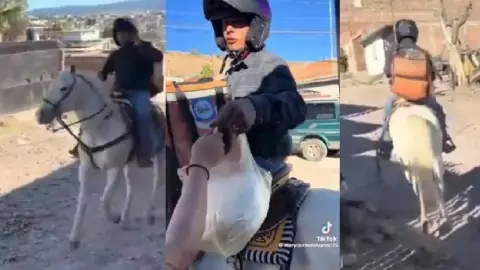 Repartidor de Didi entrega comida a caballo y se vuelve viral en TikTok