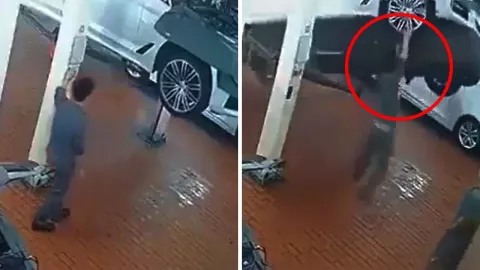 El accidente ocurrió durante una maniobra de descenso en un taller mecánico