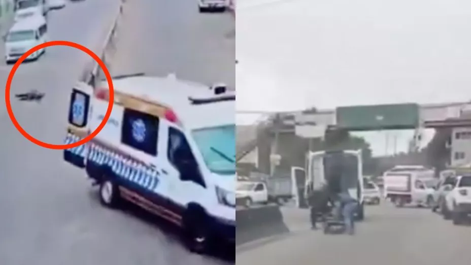 ¡Salió volando! Paciente se cae de una ambulancia en pleno traslado