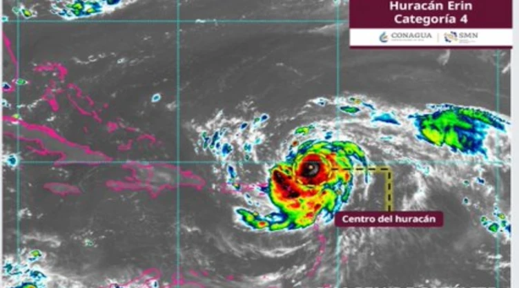 El huracán “Erin” alcanza categoría 4, generando oleaje y lluvias intensas en el noreste del Caribe.