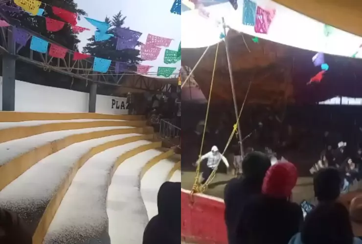 Lona se desploma por la caída de granizo en Tlalpan, CDMX