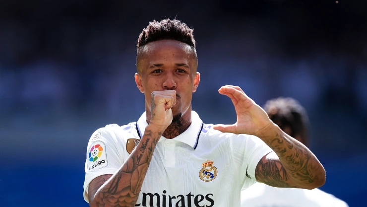 Eder Militao celebrando un gol con el Real Madrid