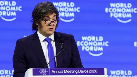 Javier Milei en el Foro Económico Mundial en Davos, Suiza, el 21 de enero de 2026.