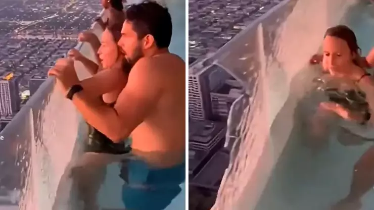 El cristal de una piscina infinita cedió en un hotel de lujo, causando gran susto