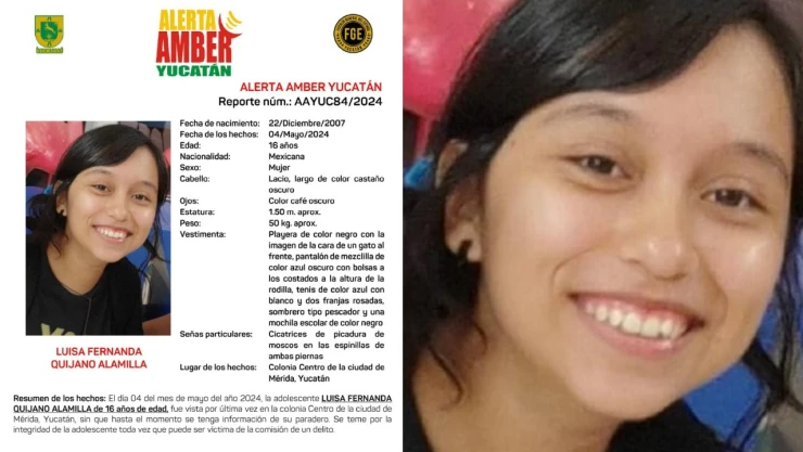 Alerta Amber Luisa Fernanda Quijano Alamilla Yucatán