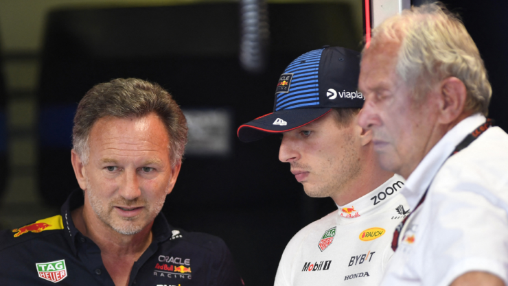 Horner, Verstappen y Marko