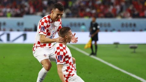 Celebración de Orsic con su gol ante Marruecos